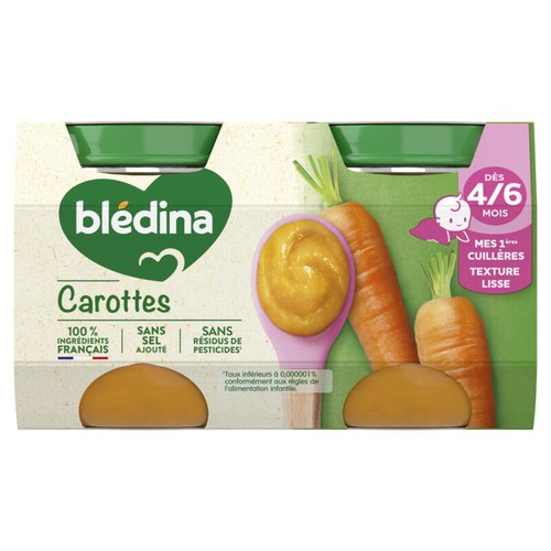 Blédina Mon 1er Petit Pot Carottesdès 4/6 mois 2x130g