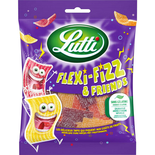 Lutti Assortiment de Bonbons sans Gélatine Flexi-Fizz & Friends 180g