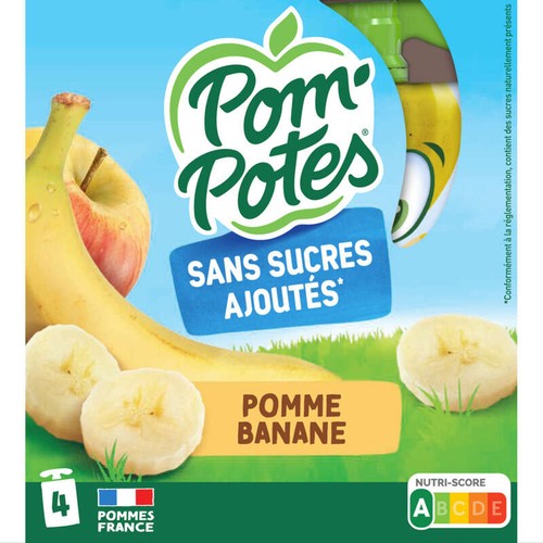 Pom'Potes Sans Sucres Ajoutés Pomme Banane 4x90g