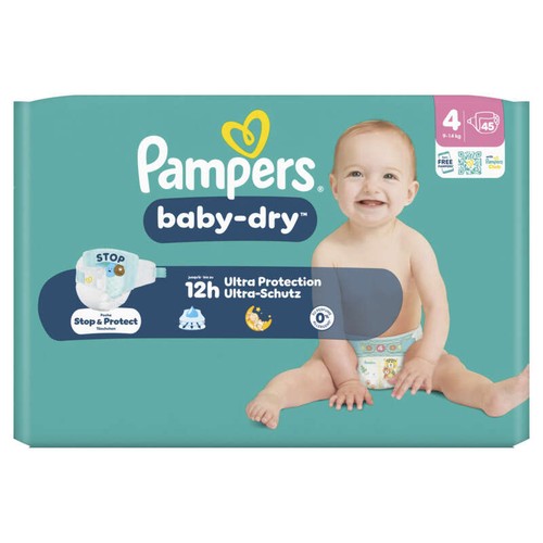Pampers Baby-Dry Taille 4 - 9kg-14kg - x45 Couches