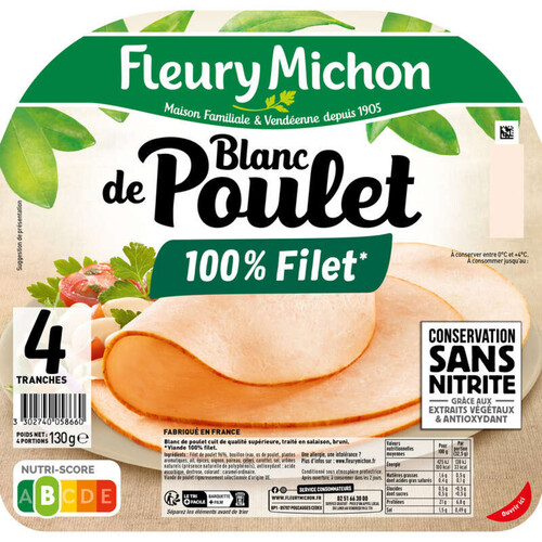 Fleury Michon Blanc de Poulet Sans Nitrite 130g