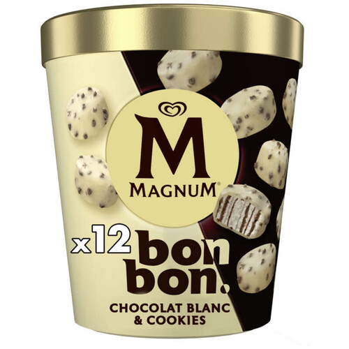 Magnum Glace Bonbon Chocolat Blanc & Cookies x12 168g