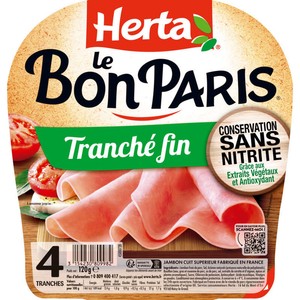Herta Le Bon Paris Jambon tranché fin conservation sans nitrite x4