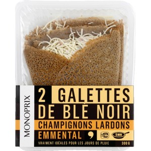 Monoprix Galettes de Blé Noir Champignons Lardon Emmental x2 300g