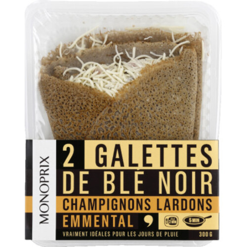 Monoprix Galettes de Blé Noir Champignons Lardon Emmental x2 300g