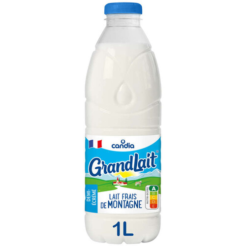 Candia - Grandlait - Lait frais demi écrémé de montagne - la bouteille de 1L