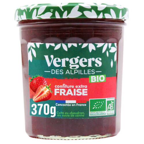 Vergers des Alpilles Confiture extra de fraise Bio 370g