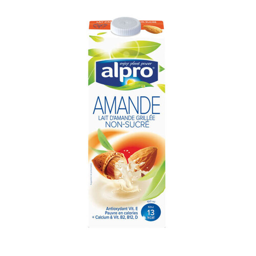 Alpro Boisson Végétale Lait D'Amande Grillée Sans Sucres 1L