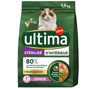 Ultima Croquettes Pour Chats Stérilisés D'Intérieur 1,5kg
