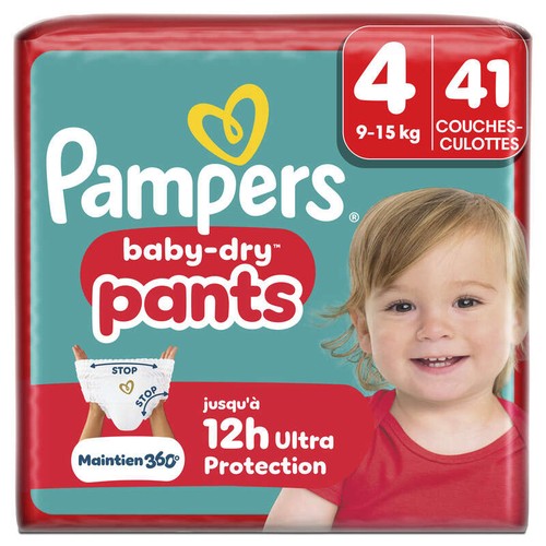 Pampers Baby-Dry Pants Taille 4, 9kg-15kg, 41 Couches Culottes