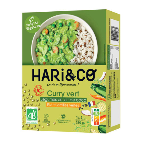 Hari&Co curry vert légumes au lait de coco bio 280g
