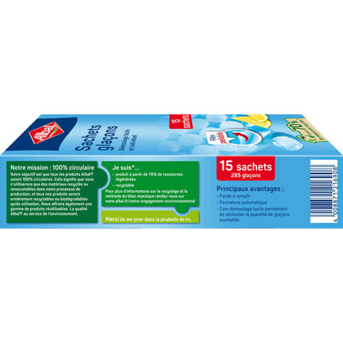 ALBAL Sachets glaçons démoulage facile x15