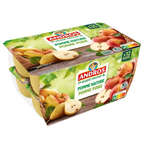 Andros Dessert panachés pomme et poire 12x100g
