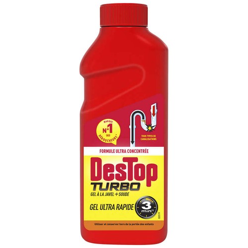 Destop Déboucheur Gel Turbo 5 min Javel - 2 doses - 500ml