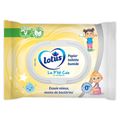 LOTUS Lingettes papier toilette humide blanc pour enfants 42 lingettes pas  cher 
