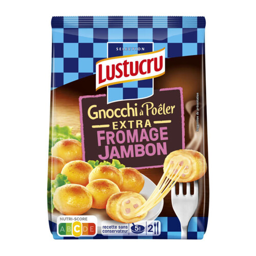 Lustucru Pâtes Fraîches Gnocchi à Poêler Jambon Fromage le sachet de 280g