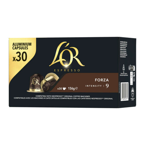 L’or espresso forza cafe intensite 9 en capsules x 30 - 156g