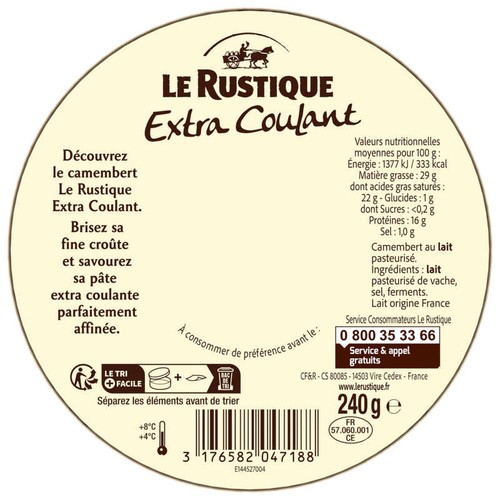 Le Rustique Camembert Extra Coulant 240g