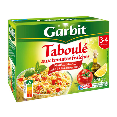 Garbit Taboulé aux tomates fraîches, menthe, citron & huile d'olive 525g
