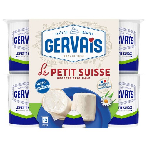 Gervais Petits Suisses Nature 9.5% de Mg 12x60g
