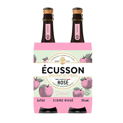 Ecusson Cidre Rosé Délicat Bio 2x75cl