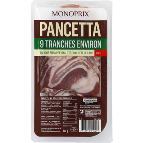 Monoprix Pancetta Au Sel Sec 100G