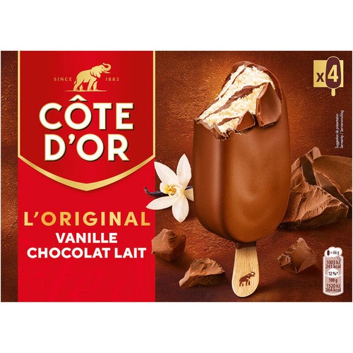 Côte d'Or L'original Glace bâtonnet Vanille Chocolat lait 264g