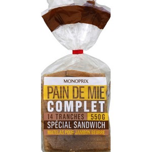 Monoprix Pain de mie complet 550g