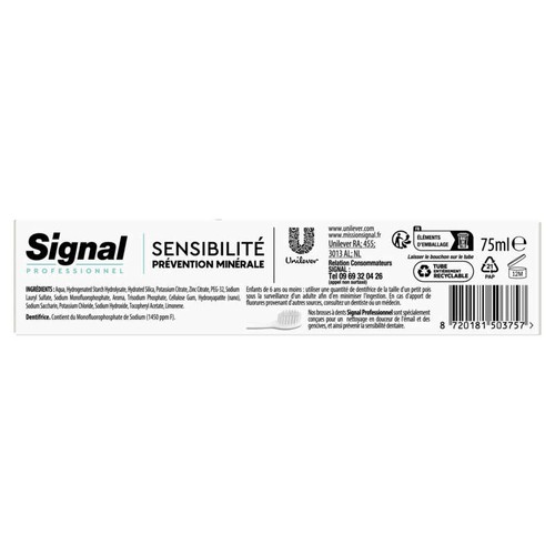 Signal Professionnel DENTIFRICE Sensibilité Prévention Minérale Complet 75ml