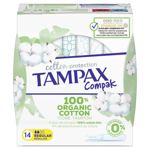 Tampax Compak Tampon Cotton Régulier Bio X14