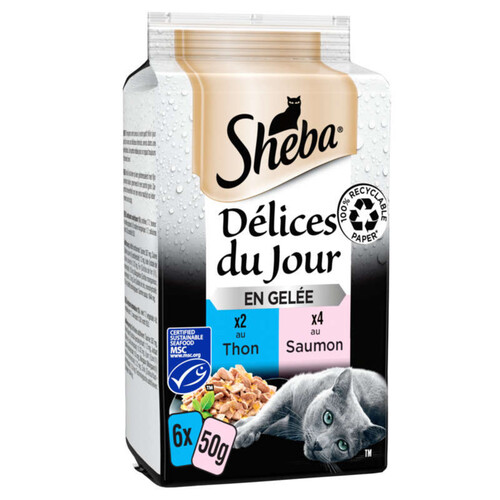 Sheba Délices du Jour en gelée au Thon et saumon 6 x 50g