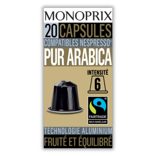 Monoprix Café Pur Arabica 20 Capsules 100G