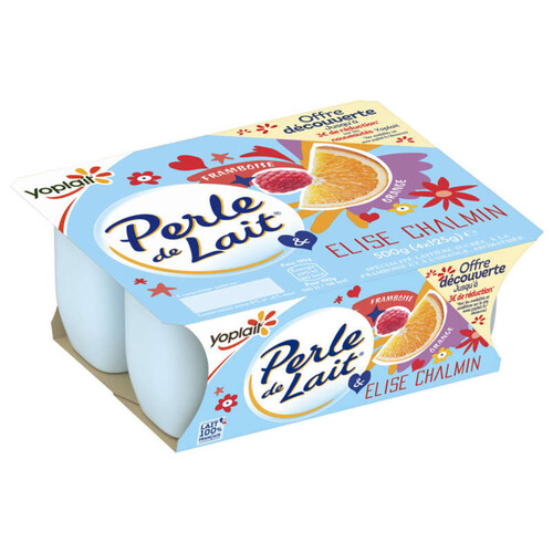 Yoplait perle de lait sur lit de framboise yaourt pots 4x125g