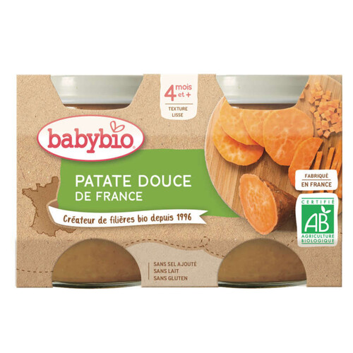 Babybio petits pots patate douce de France dès 4 mois 2x130g