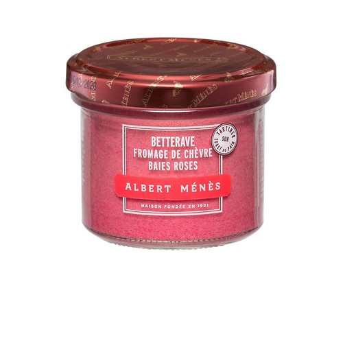 Albert Ménès Préparation À Base De Betterave, Fromage De Chèvre, Baies Roses, Pour Tartiner Sur Toast 100g