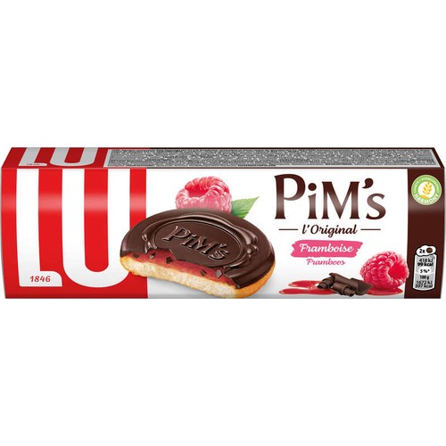 Lu Pim's Biscuits génoise Framboise et nappage Chocolat 150g