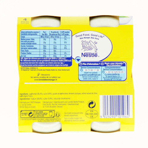 La laitière yaourt arôme citron 4x125g