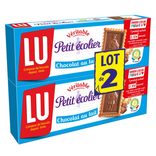 Lu Petit Ecolier Biscuits Petit Beurre Nappés au Chocolat au Lait 2x150g