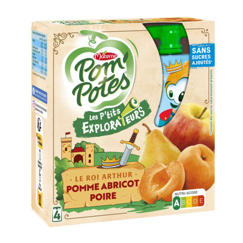 POM'POTES Compotes Les P'tits Explorateurs Le Roi Arthur 4x90g