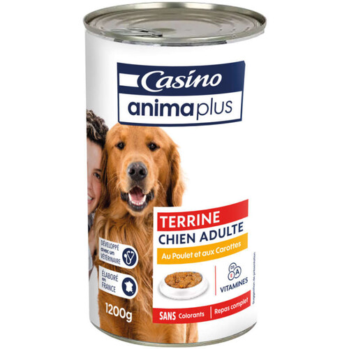 Casino Terrine pour Chien Adulte Poulet Carottes 1,2kg