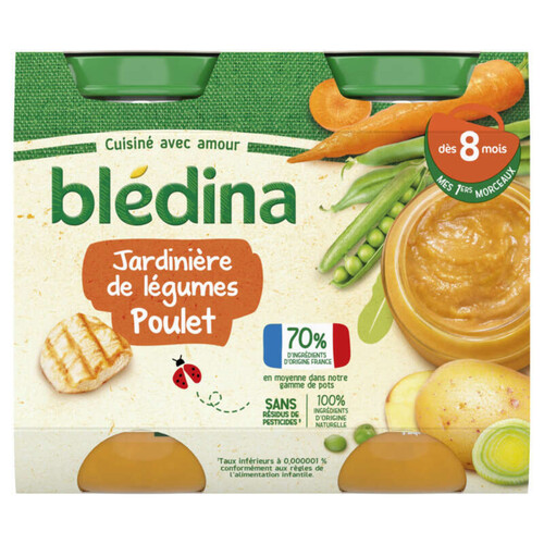 Blédina Pots Jardinière de légumes Poulet dès 8 mois 2x200g