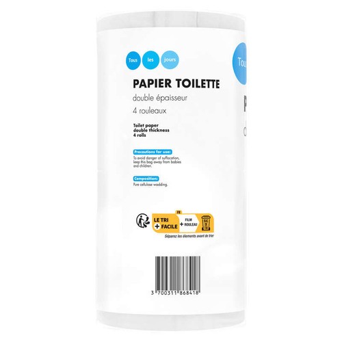 Tous les Jours Papier Toilette Double Epaisseur x4