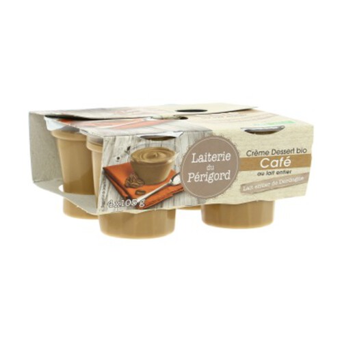 [Par Naturalia] Laiterie du Périgord Crème Dessert Café Au Lait Entier Bio 4X105g