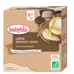 [Par Naturalia]  Babybio Crème Semoule Cacao Dès 8 Mois 4x85g