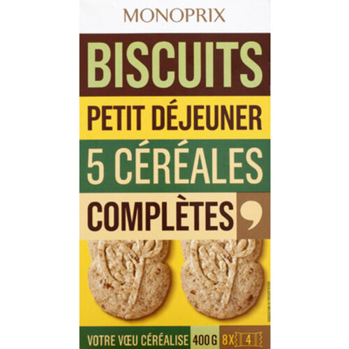 Monoprix Biscuits Petit Déjeuner 5 Céréales Complètes 400g