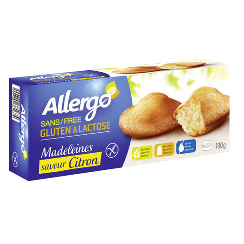 Allergo Madeleines Saveur Citron - Sans Gluten Et Lactose 6 X 30G
