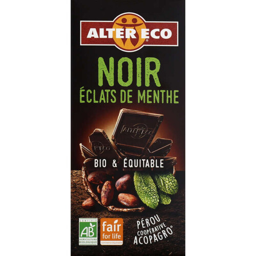 Alter Eco Chocolat Noir aux Éclats de Menthe Bio 100g
