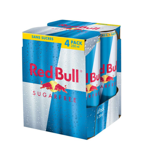 Red Bull boisson énergisante sans sucres le pack de 4x25cl