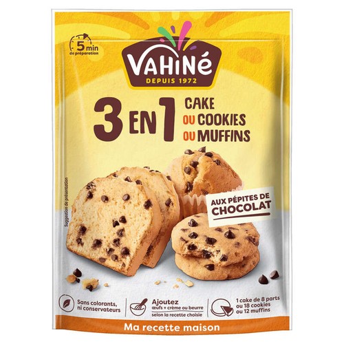 Vahiné 18 Cookies ou 12 Muffins ou 1 Cake Aux pépites de chocolat 300g