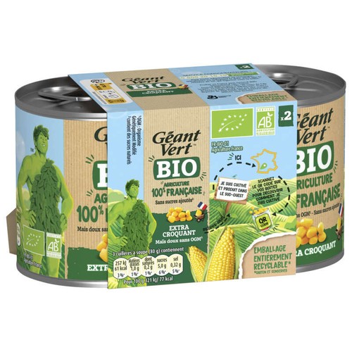 Géant Vert Mais Bio 2x140g